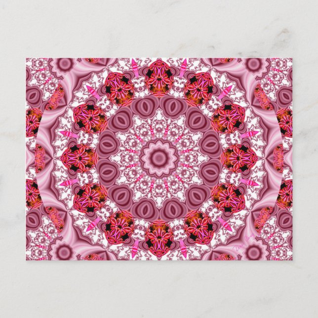 Cartão Postal Cesta de rendas, Abstrato vermelho, rosa, branco M (Frente)