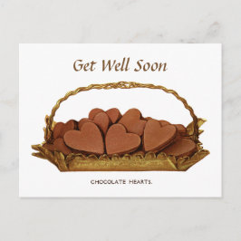 Cartão Postal Cesta de Vintage de Corações de Chocolate Vai Fica