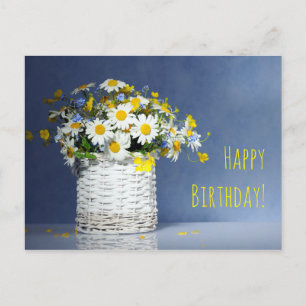 Cartão Postal Cesto com flores de primavera