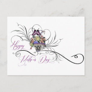 Cartão Postal Cesto de flores do Dia das Mães