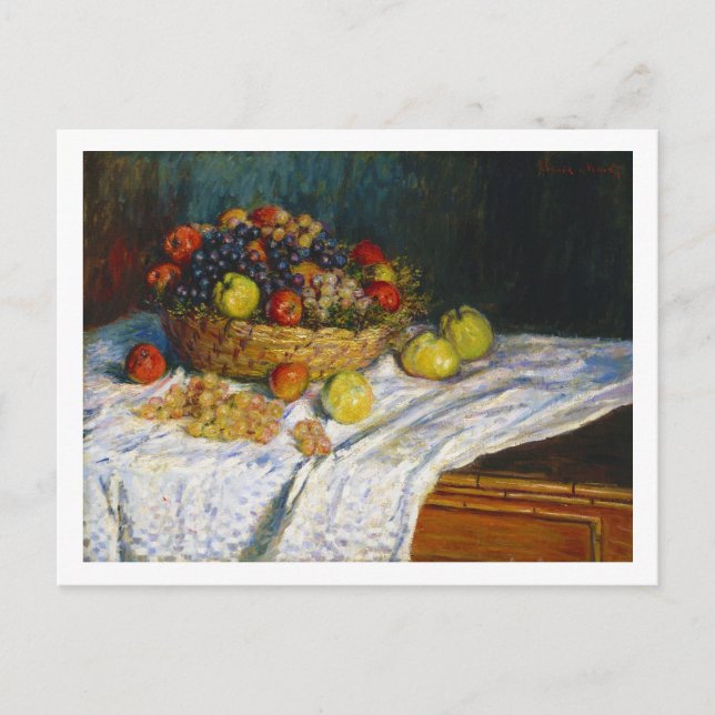 Cartão Postal Cesto de Frutas com Maçãs e Uvas Claude Monet (Frente)
