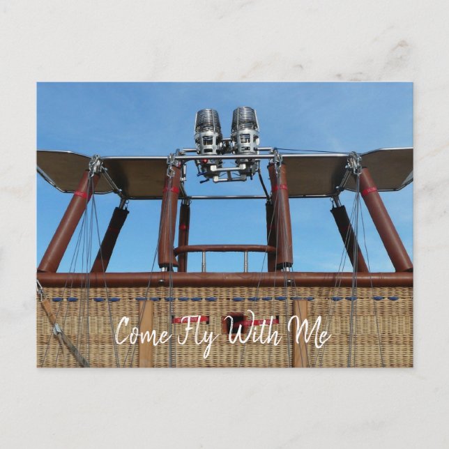 Cartão Postal Cesto e queimador de balão de ar quente (Frente)