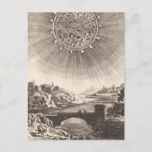 Cartão Postal Céu Astronômico Antiquado com Sol por Allain Mal