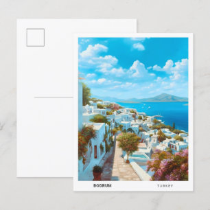 Cartão Postal Céu Azul na Viagens vintage de Bodrum na Turquia