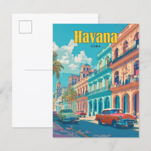 Cartão Postal Céu Azul na Viagens vintage de Havana em Cuba