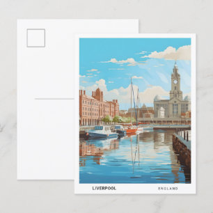 Cartão Postal Céu Azul na Viagens vintage de Liverpool na Inglat