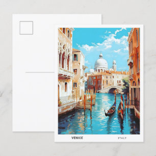 Cartão Postal Céu Azul na Viagens vintage de Veneza Itália
