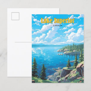 Cartão Postal Céu Azul na Viagens vintage do Lago Superior do Ca