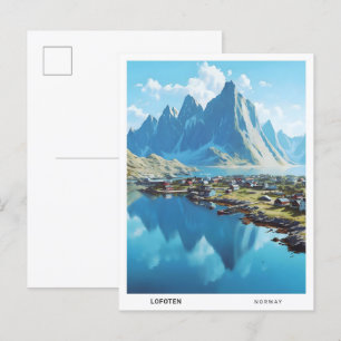 Cartão Postal Céu Azul na Viagens vintage do Lofoten Noruega