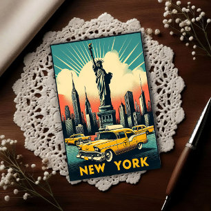 Cartão Postal Céu da Cidade de Nova York Vintage 1955