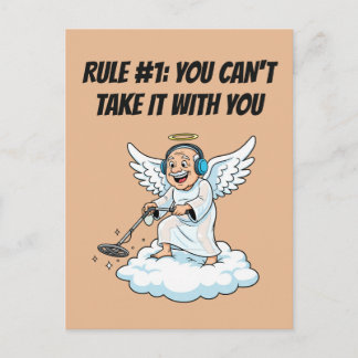 Cartão Postal Céu da Detecção de Metal Anjo Aniversário Humor