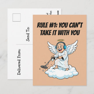 Cartão Postal Céu da Detecção de Metal Anjo Aniversário Humor
