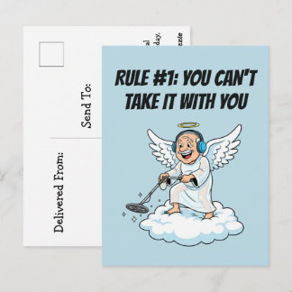 Cartão Postal Céu da Detecção de Metal Anjo Aniversário Humor