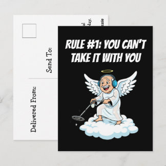 Cartão Postal Céu da Detecção de Metal Anjo Aniversário Humor