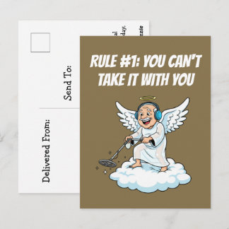 Cartão Postal Céu da Detecção de Metal Anjo Aniversário Humor