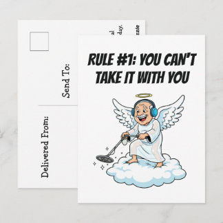 Cartão Postal Céu do Detector de Metais Anjo Aniversário Humor
