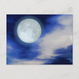 Cartão Postal Céu Noturno com Lua e Nuvens
