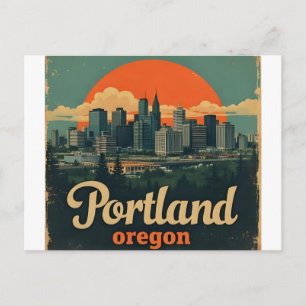 Cartão Postal Céu retrô de Portland Oregon Viagem vintage