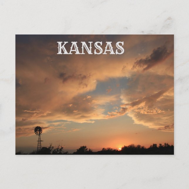 Cartão Postal Céus De Tempestade Com Cartaz De POSTO Para Moinho (Frente)