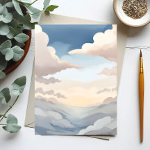 Céus Nublados | Nuvens Azuis Celestes em Aquarela