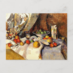 Cartão Postal Cezanne - Posto, Garrafa, Taça e Fruta - Ainda com