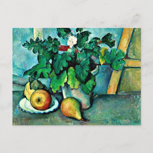 Cartão Postal Cezanne - Vaso de Primaveras e Frutas (Frente)