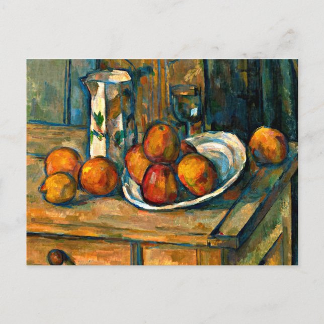 Cartão Postal Cezanne - Vida tranquila com Jug de Leite e Fruta (Frente)