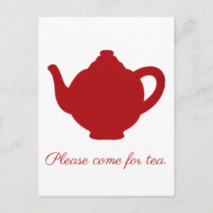 Cartão Postal Chá, bule vermelho moderno