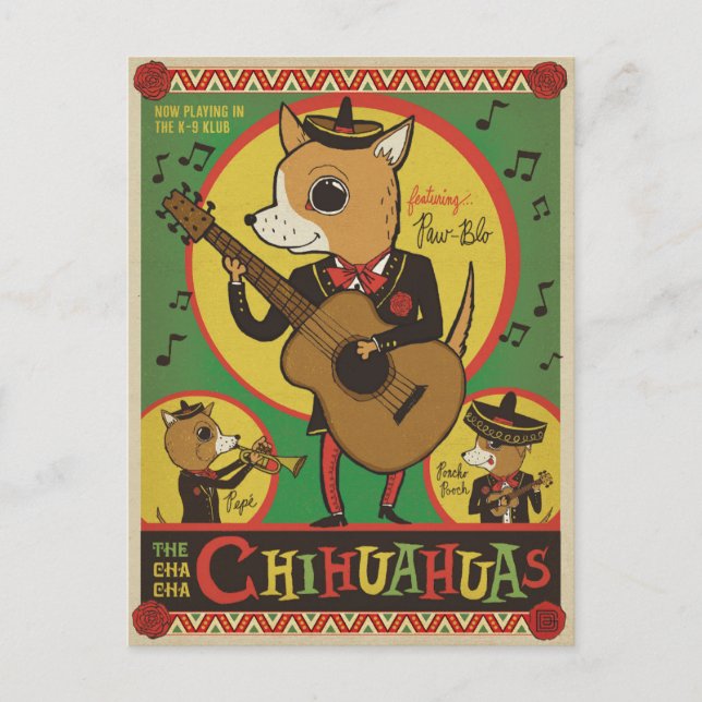 Cartão Postal Cha Cha Chihuahuas (Frente)