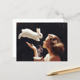 Cartão Postal Chá com coelho surreal