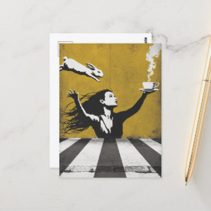 Cartão Postal Chá com o grafite de arte urbana Bunny
