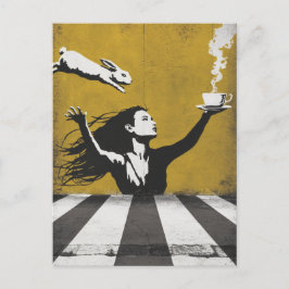 Cartão Postal Chá com o grafite de arte urbana Bunny