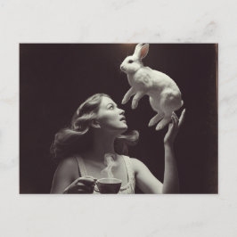 Cartão Postal Chá com preto coelho e branco