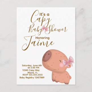 Cartão Postal Chá de Bebê Capy Coquette Laço Festa