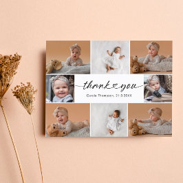 Cartão Postal Chá de Bebê Colagem de Fotos 8 Letreiro Moderno à 