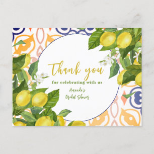 Cartão Postal Chá de Bebê de Flor de Limão Mediterrâneo