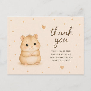Cartão Postal Chá de Bebê de Hamster Bebê Obrigado