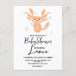 Cartão Postal Chá de Bebê do Axolote Pastel da Criatura do Ocean