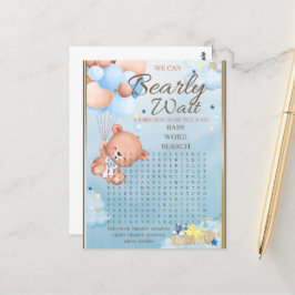 Cartão Postal Chá de Bebê do Ursinho Menino Jogo