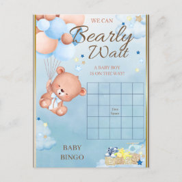 Cartão Postal Chá de Bebê do Ursinho Menino Jogo