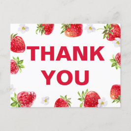 Cartão Postal Chá de Bebê do Verão Morango Fruta Fofa