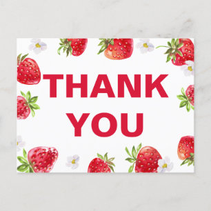 Cartão Postal Chá de Bebê do Verão Morango Fruta Fofa
