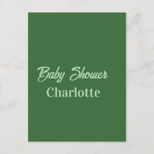 Cartão Postal Chá de bebê floresta verde pastel nome simplesmini