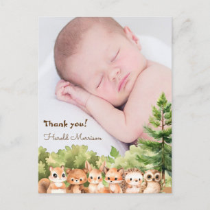 Cartão Postal Chá de Bebê Fofo e Elegante Obrigado