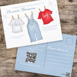 Cartão Postal Chá de Bebê Modelo de Aquarela