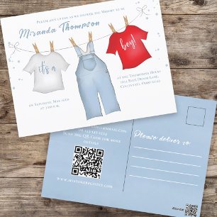 Cartão Postal Chá de Bebê Modelo de Aquarela