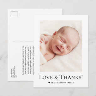 Cartão Postal Chá de Bebê personalizado Amor e Agradecimento