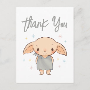 Cartão Postal Chá de Bebê Simples Harry Potter - Obrigada Dobby