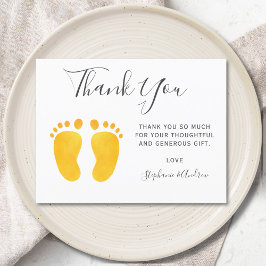 Cartão Postal Chá de fraldas Amarelo de Pés-Bebês Obrigado