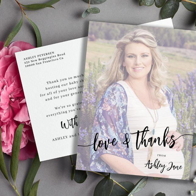 Cartão Postal Chá de fraldas amor e obrigados obrigado você (Criador carregado)